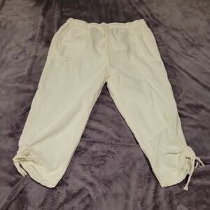 Ragton U.S.A. Capri's White Drawstring Elastic Waist Women’s Large 100% cotton